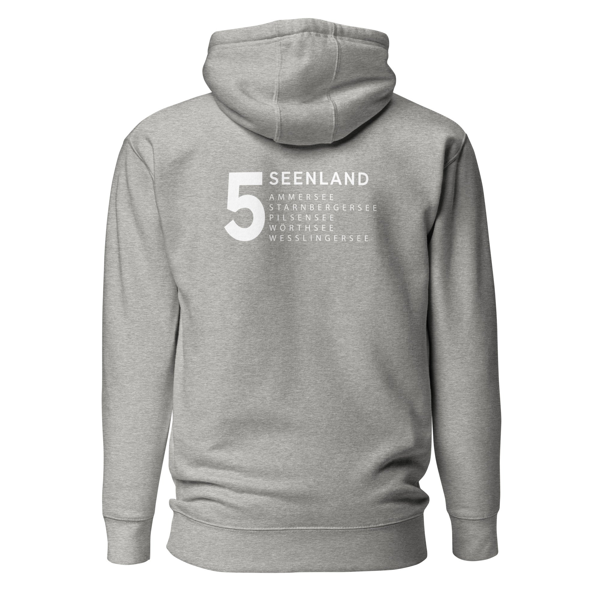 Fünfseenland Hoodie Unisex – 5 Seenland, inspiriert vom Ammersee, Starnberger See, Wörthsee, Pilsensee, Wesslinger See