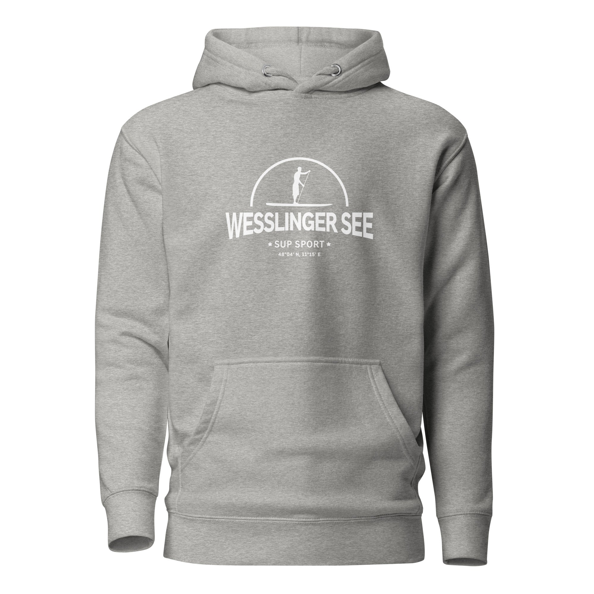 SUP Weßlinger See Hoodie Herren, inspiriert vom Stand-Up-Paddling & SUP Surfen am Weßlinger See & in Weßling im Fünfseenland.