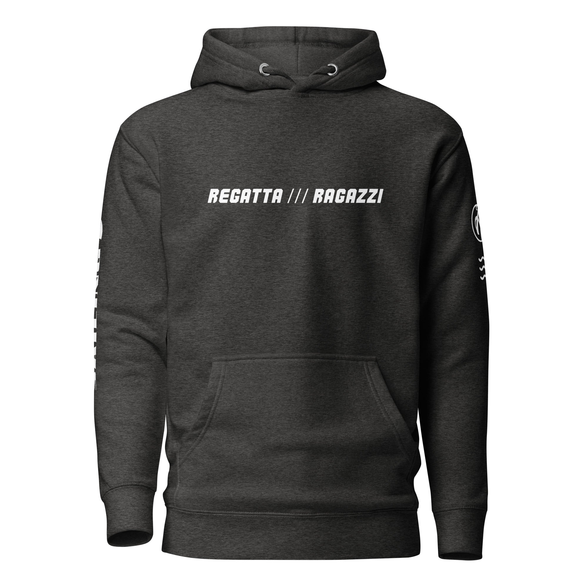 Regattasegeln Hoodie Unisex, Dunkelgrau Front – Ammersoul Segeln Streetwear inspiriert von Ammersee & Fünfseenland