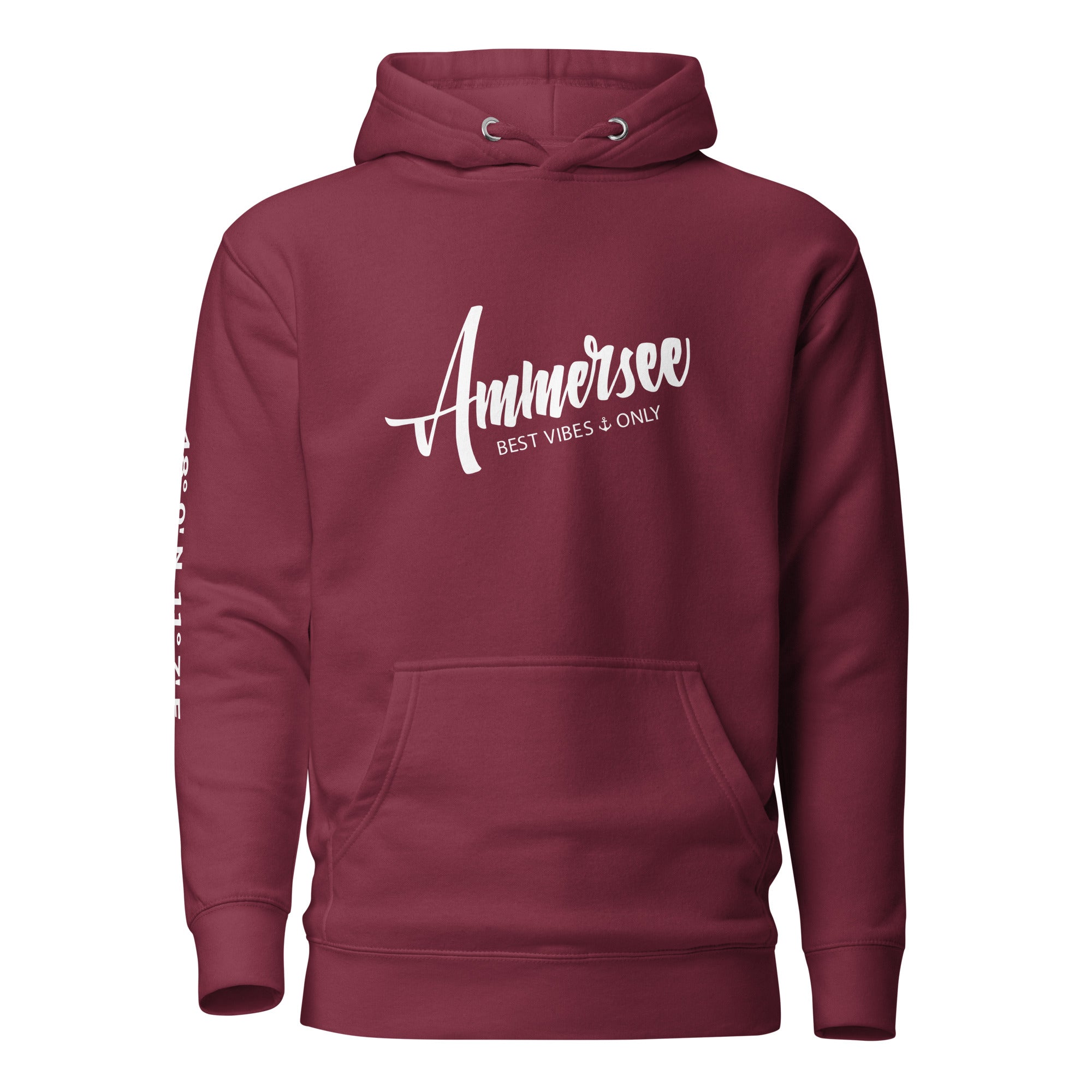 Ammersee Hoodie Unisex – Ammersee Kapuzenpullover – inspiriert vom Lebensgefühl am Ammersee im Fünfseenland.