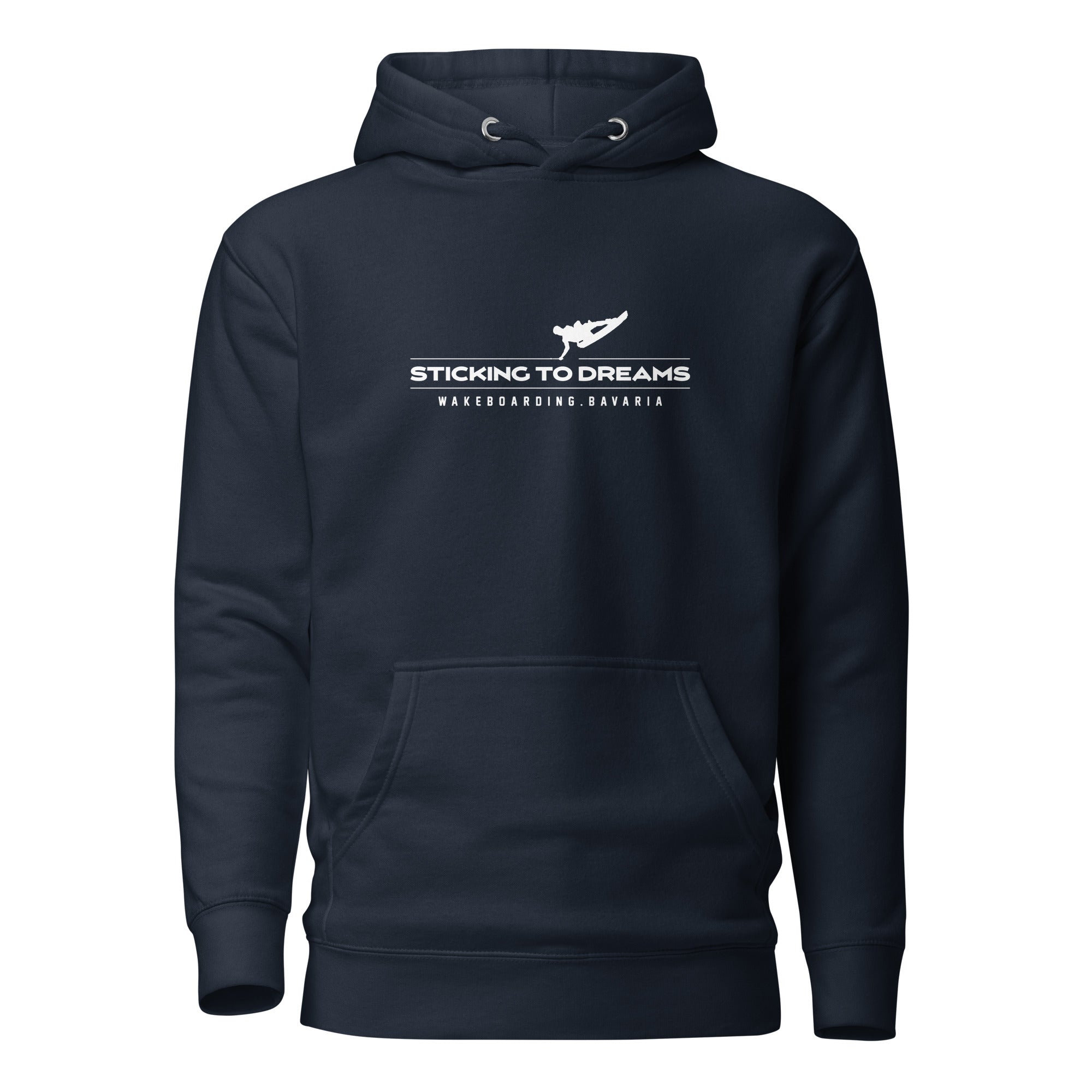 Wakeboarden Hoodie Unisex – Sticking to Dreams Wakeboarding inspiriert vom Wakeboarden am Ammersee, Starnberger See, Wörthsee