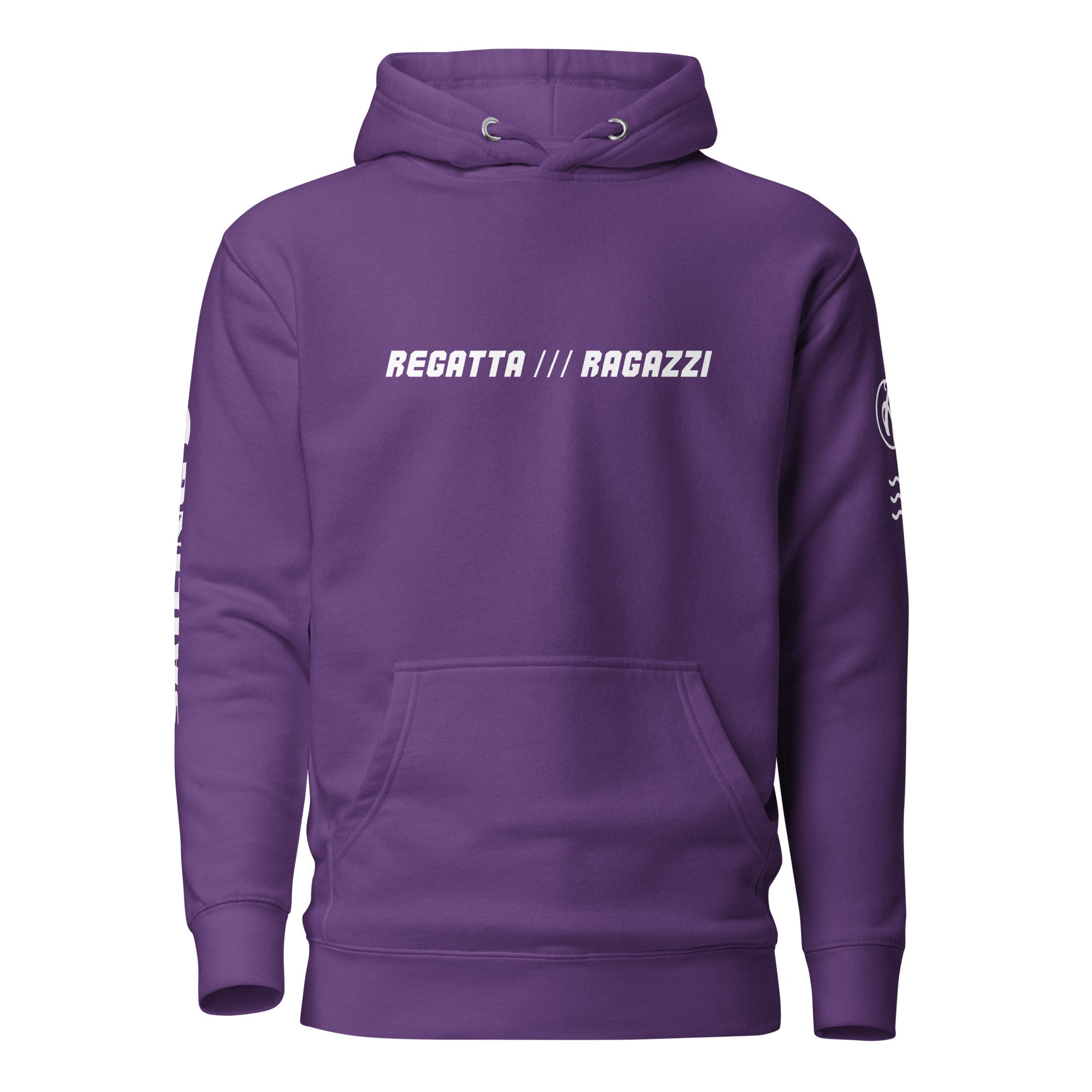 Regatta Segeln Unisex Hoodie Lila Front – Ammersoul Segel Mode inspiriert von Ammersee und Bayern, Kapuzenpullover für Segler