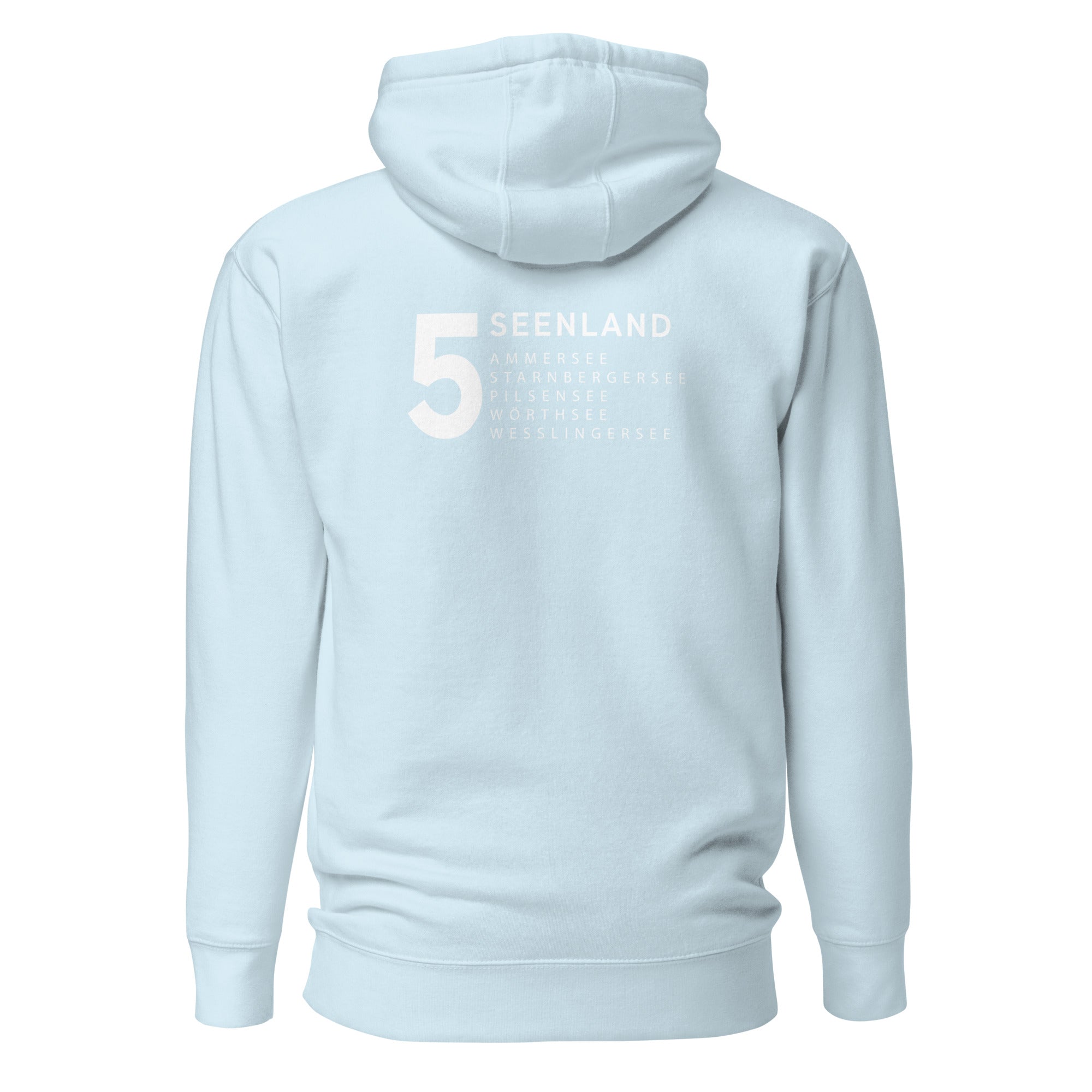 Fünfseenland Hoodie Unisex – 5 Seenland, inspiriert vom Ammersee, Starnberger See, Wörthsee, Pilsensee, Wesslinger See