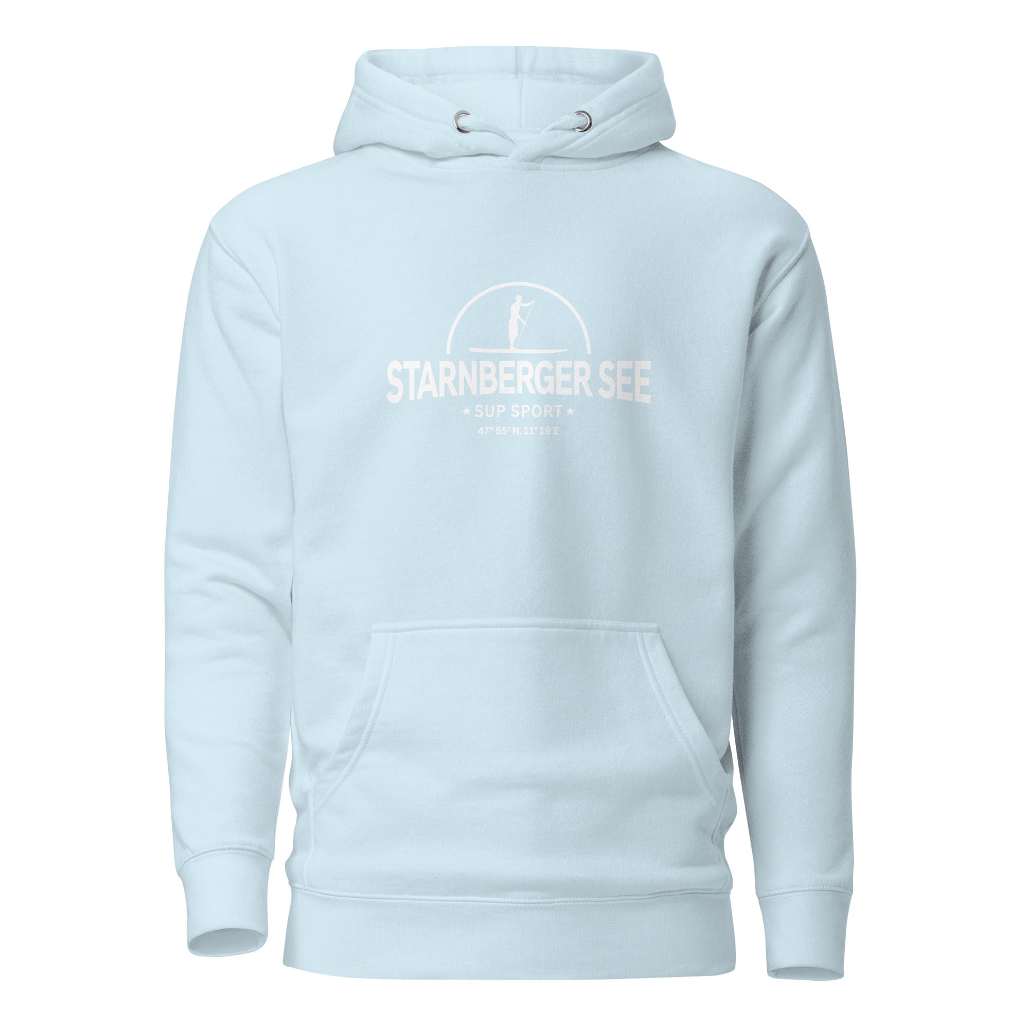 SUP Starnberger See Hoodie Herren Hellblau – nachhaltige Streetwear inspiriert vom Ammersee bei Steinebach & Schondorf