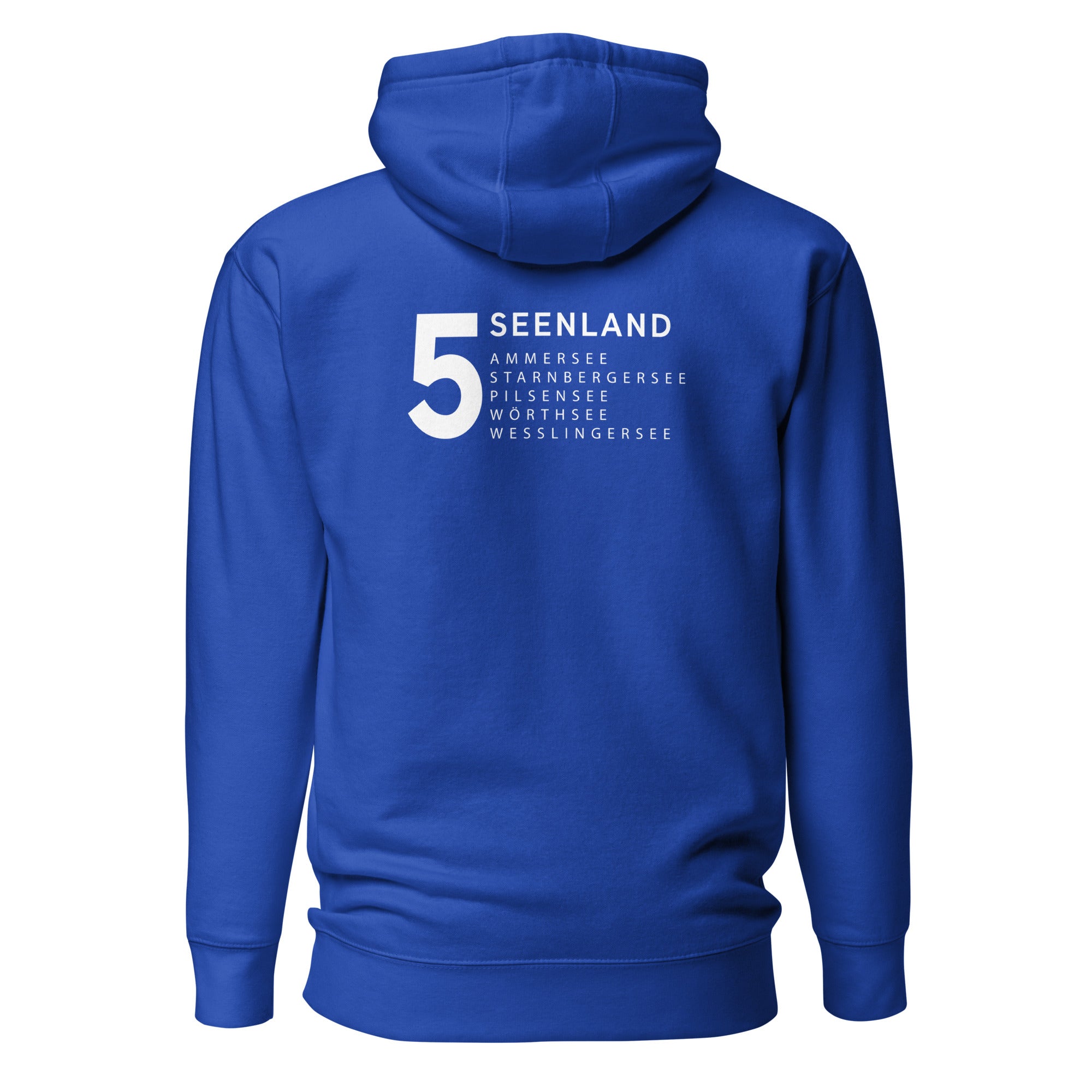 Fünfseenland Hoodie Unisex – 5 Seenland, inspiriert vom Ammersee, Starnberger See, Wörthsee, Pilsensee, Wesslinger See