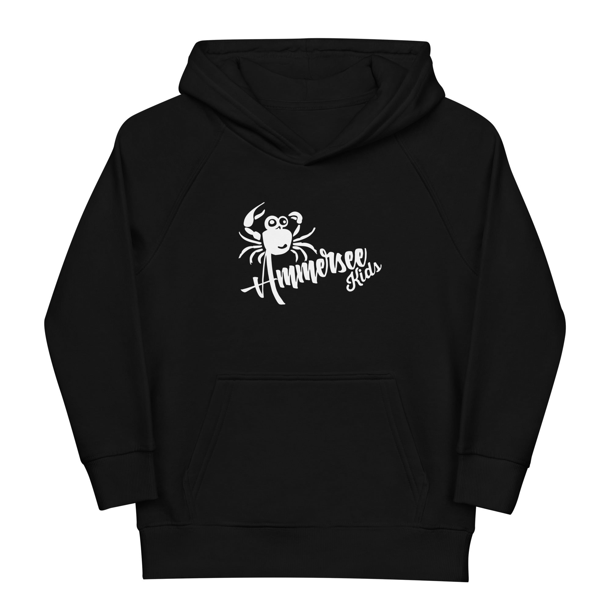 Ammersee Kinder Hoodie Unisex – Krabbe, schwarz, Vorderansicht, Kindermode, Ammersee Kapuzenpullover für Kinder
