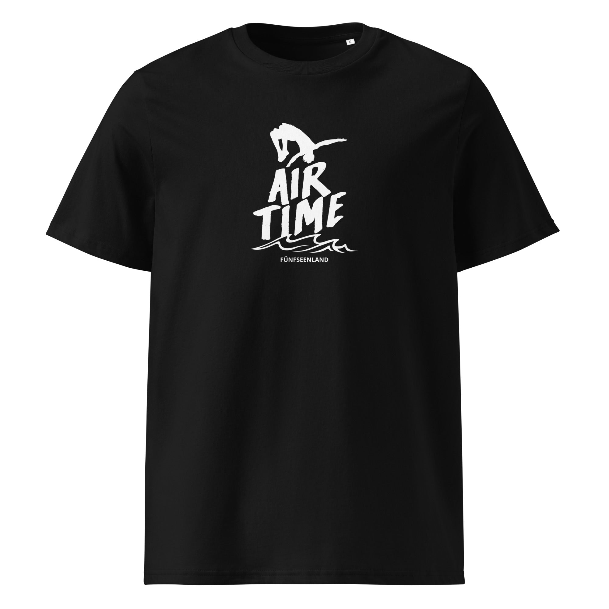 Air Time T-Shirt Unisex Schwarz vorne – Streetwear inspiriert vom Ammersee, Wörthsee, Pilsensee und Weßlinger See in Bayern