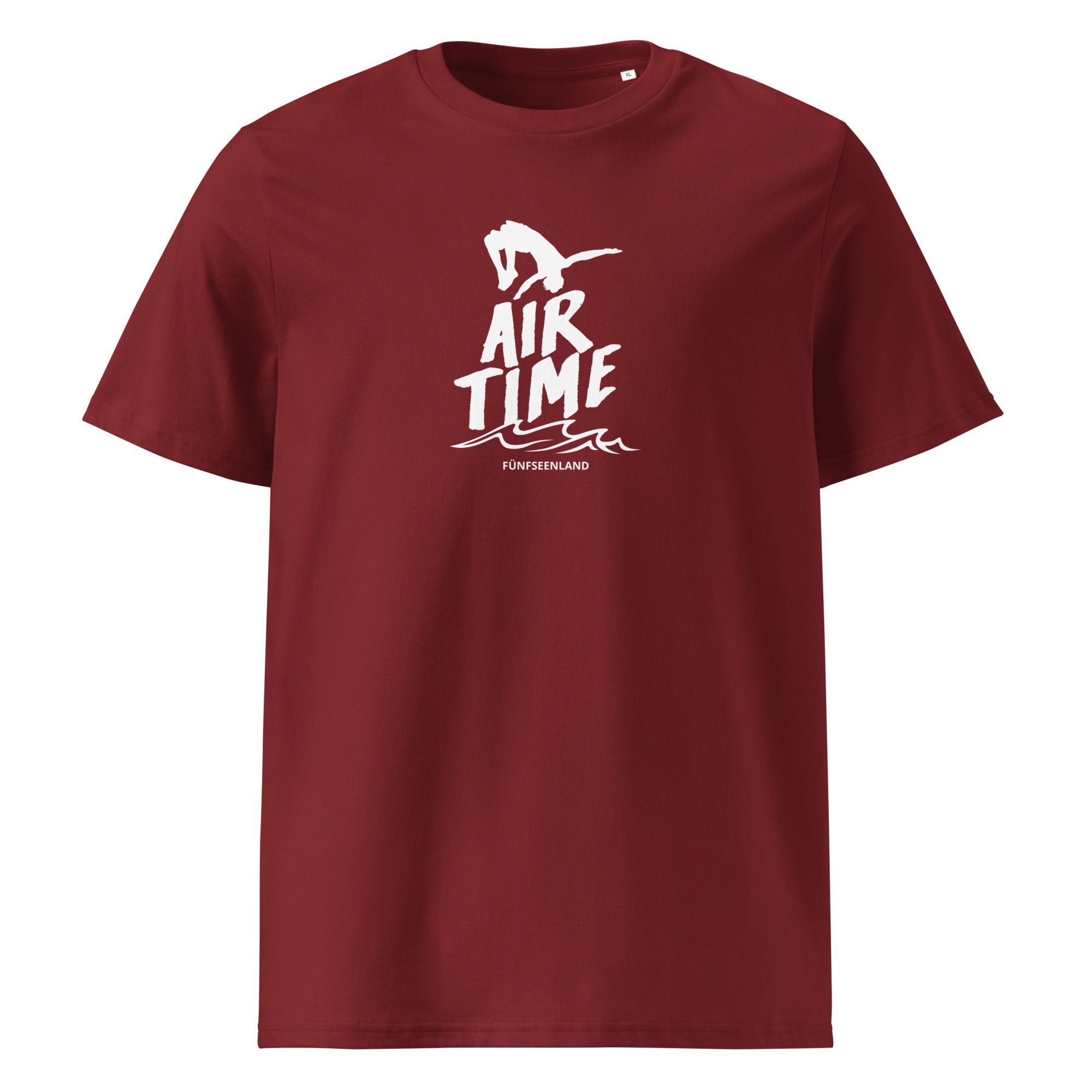 Air Time T-Shirt Unisex Rot vorne – stylisches Streetwear Shirt inspiriert vom Ammersee & Lifestyle Bayern