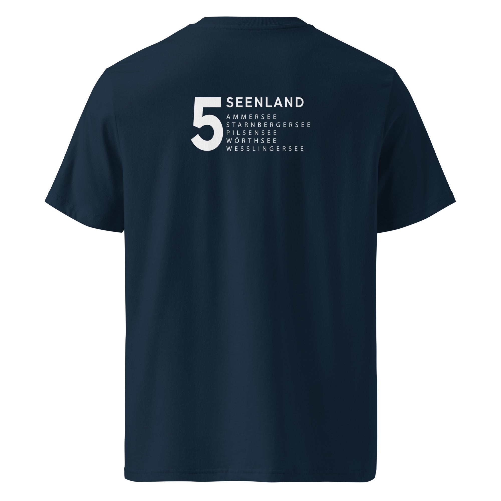 Fünfseenland T-Shirt Unisex Schwarz – Shirt inspiriert vom Ammersee, Starnberger See, Wörthsee, Pilsensee, Weßlinger See