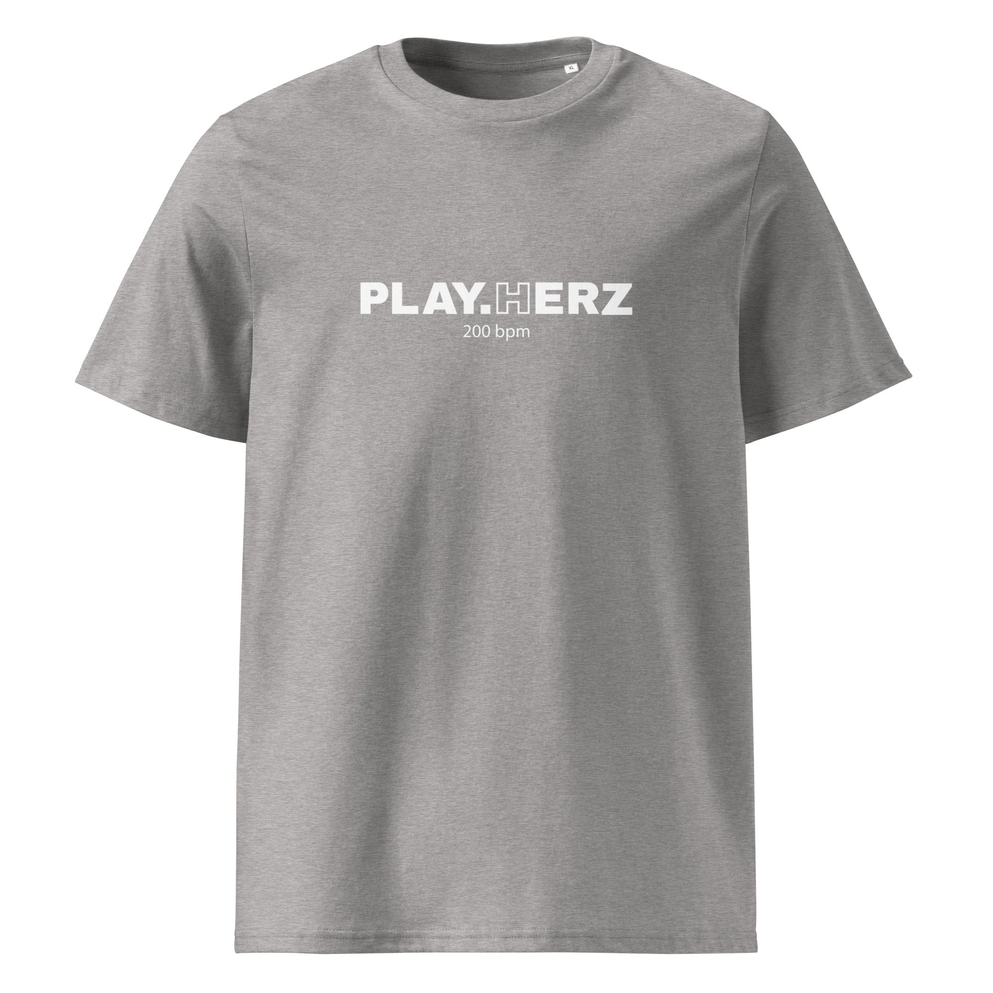 Fußball Unisex T-Shirt – Play(h)erz, Mittelgrau (Heather Grau)| Ammersoul Streetwear & Mode | Frontansicht