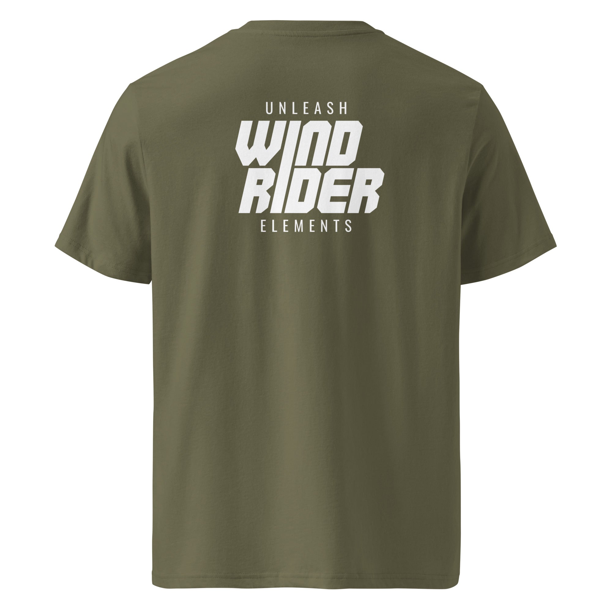 Windsurfen & Windrider T-Shirt Unisex, Olivgrün – Front inspiriert vom Ammersee & Windsurfen am Zürich See, Outdoor Lifestyle