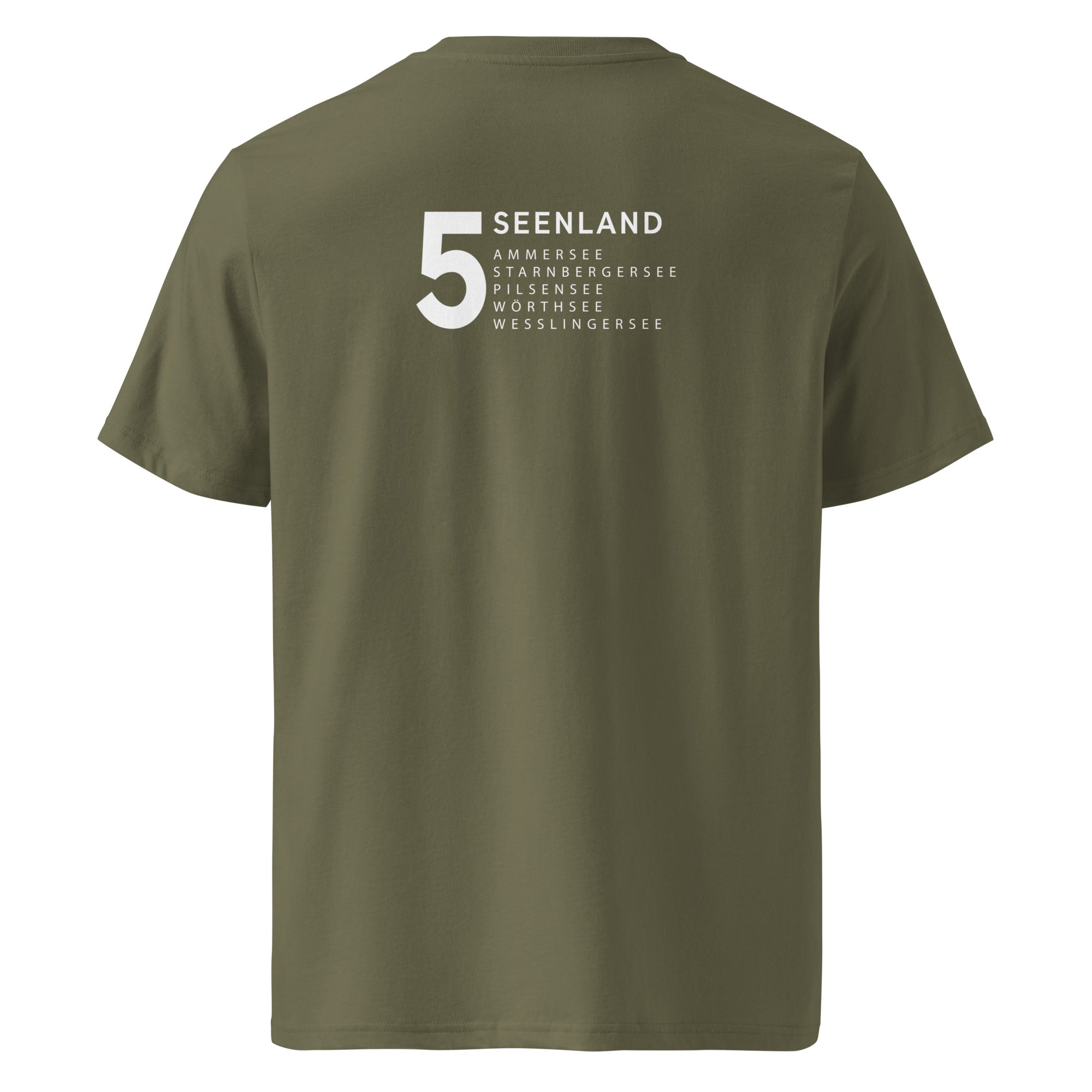 Fünfseenland T-Shirt Unisex Schwarz – Shirt inspiriert vom Ammersee, Starnberger See, Wörthsee, Pilsensee, Weßlinger See