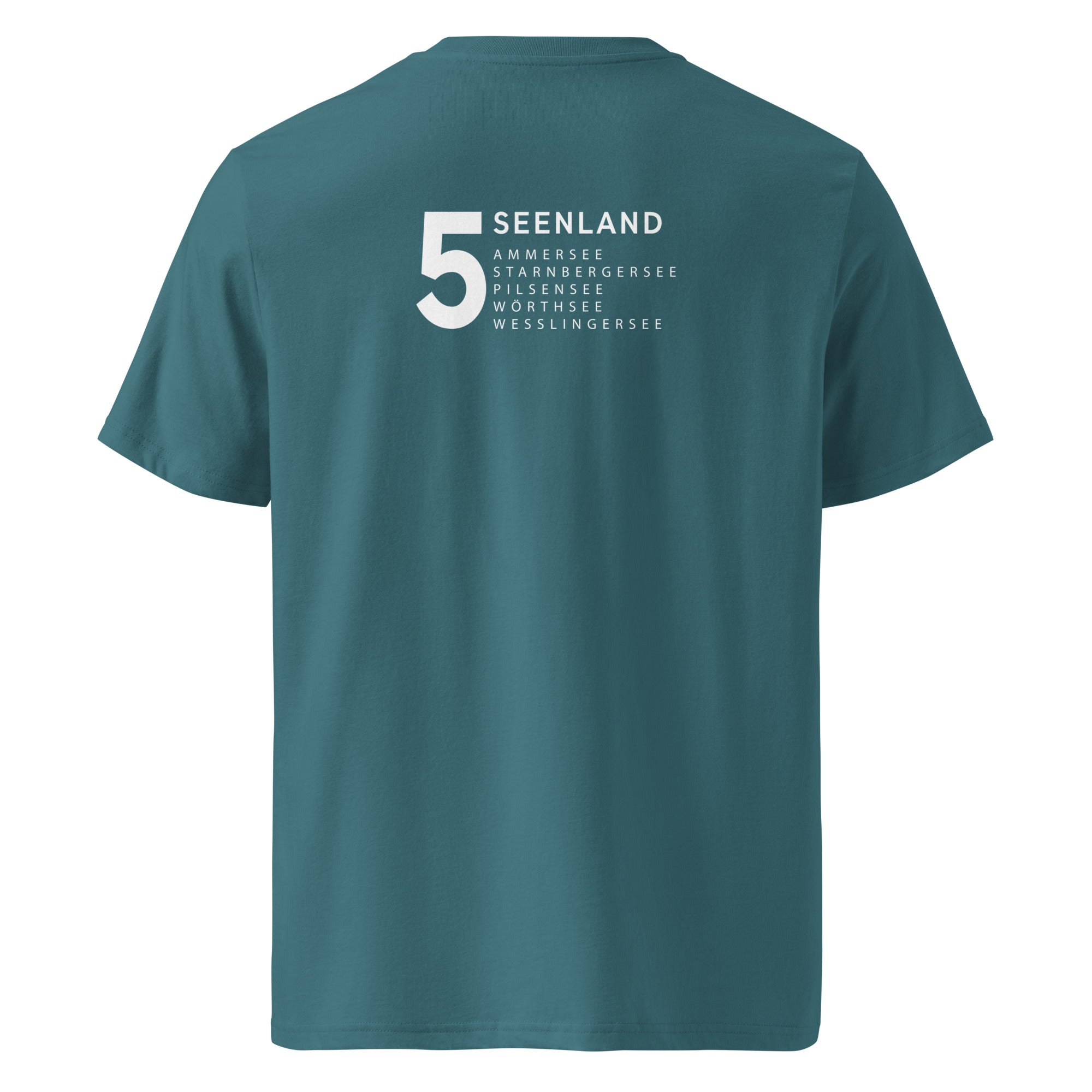 Fünfseenland T-Shirt Unisex Schwarz – Shirt inspiriert vom Ammersee, Starnberger See, Wörthsee, Pilsensee, Weßlinger See