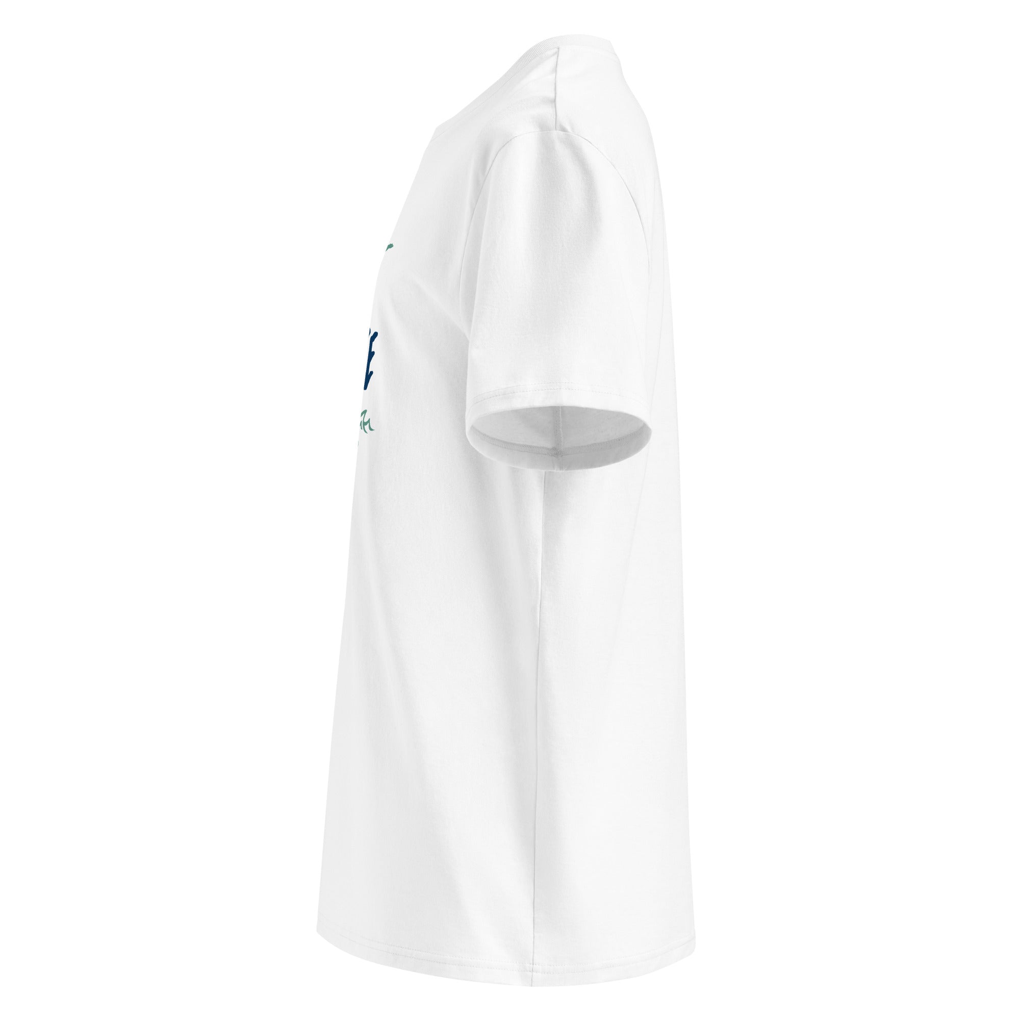 Air Time Unisex T-Shirt Weiß Seite – sportliches Modelabel für Alltag, Seeleben & See-Lifestyle am Wörthsee & Pilsensee