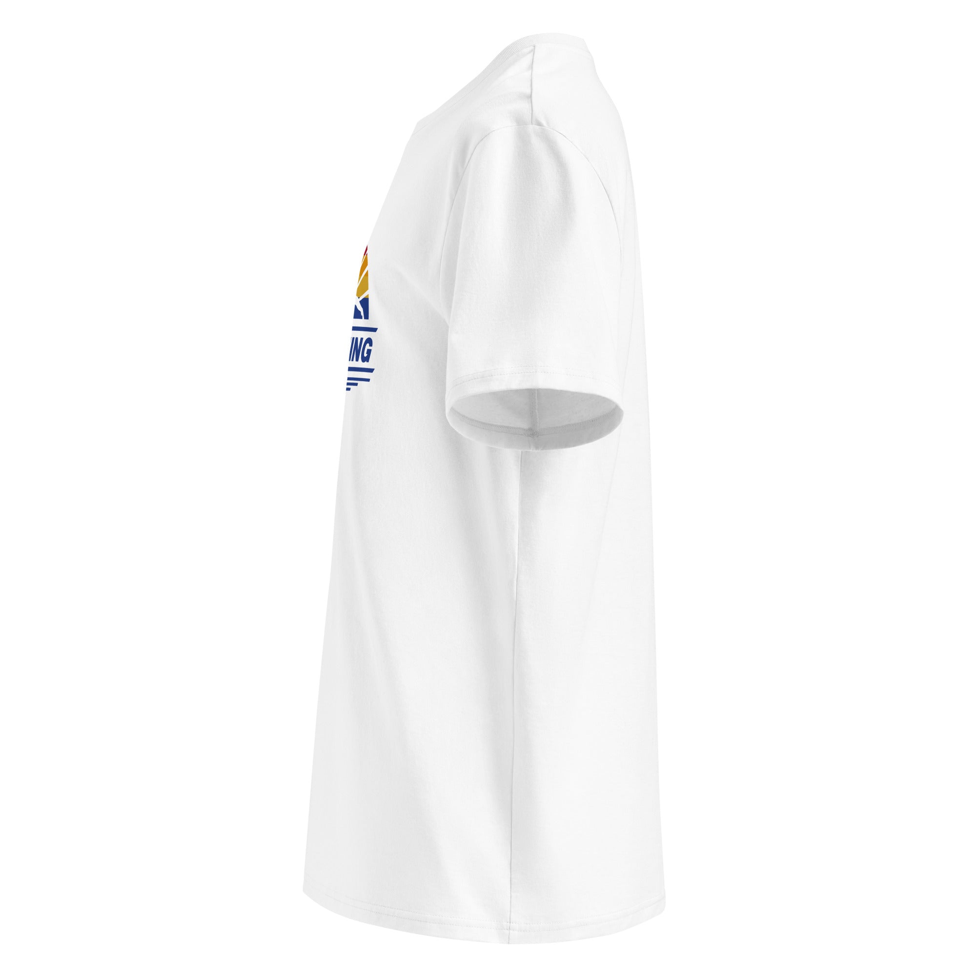 Schwimmer Team T-Shirt Unisex weiß Seite links – nachhaltiges Modelabel für Schwimmer am Wörthsee & Pilsensee