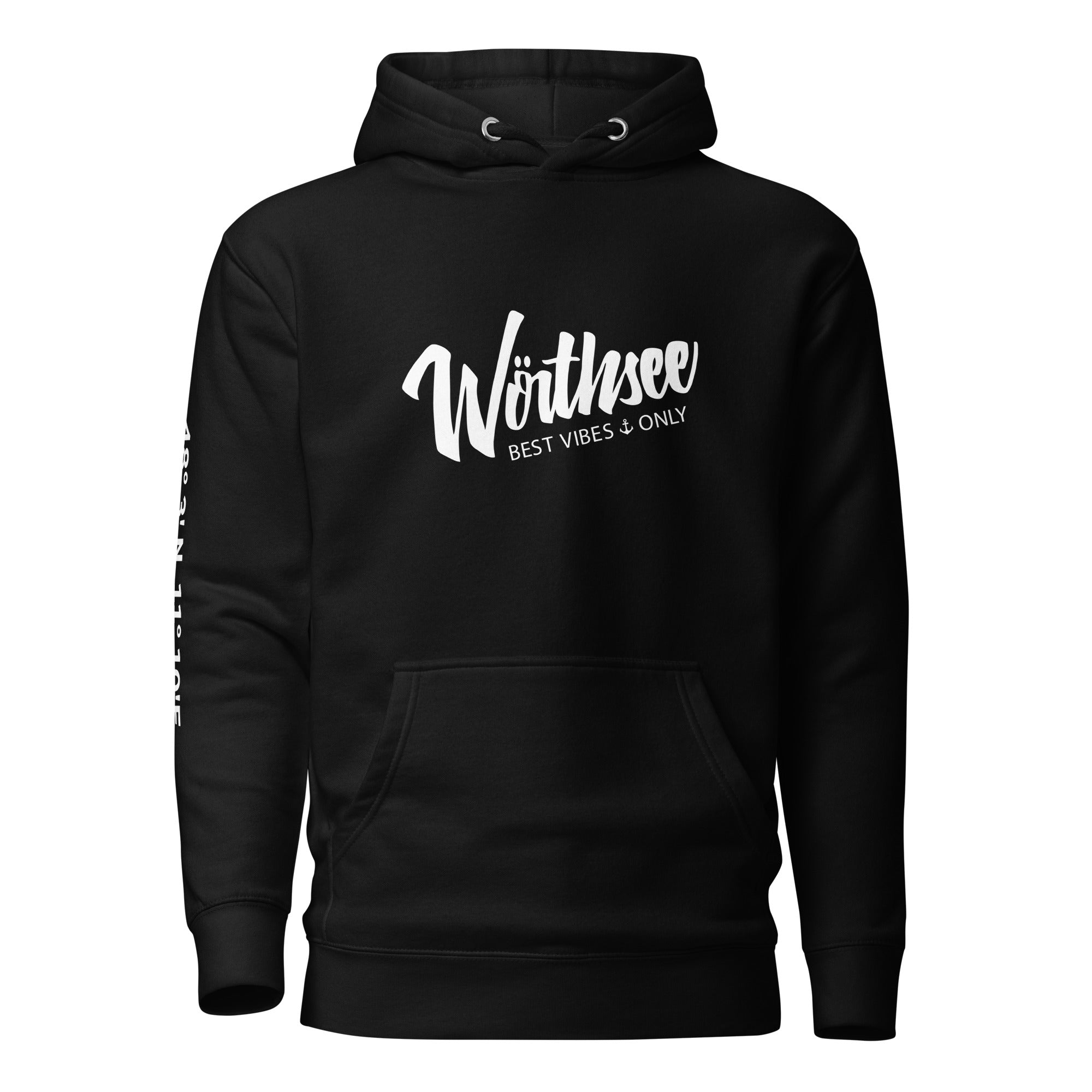 Wörthsee Hoodie Unisex – Best Vibes Only, inspiriert vom Lebensgefühl am Wörthsee im Fünfseenland in Bayern.