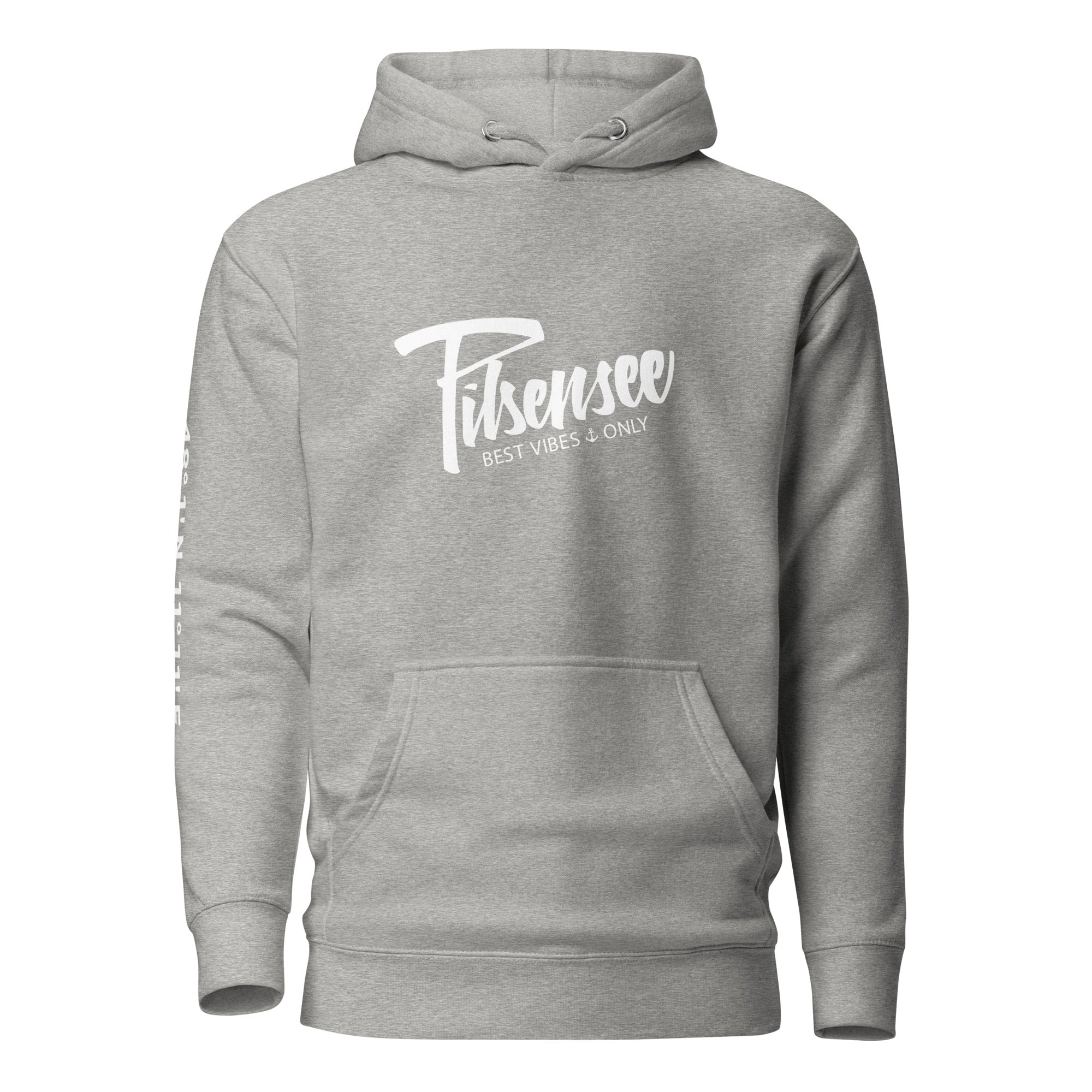Pilsensee Hoodie Unisex – Best Vibes Only, dieser kuschelige Kapuzenpullover ist inspiriert vom Lebensgefühl am Pilsensee.