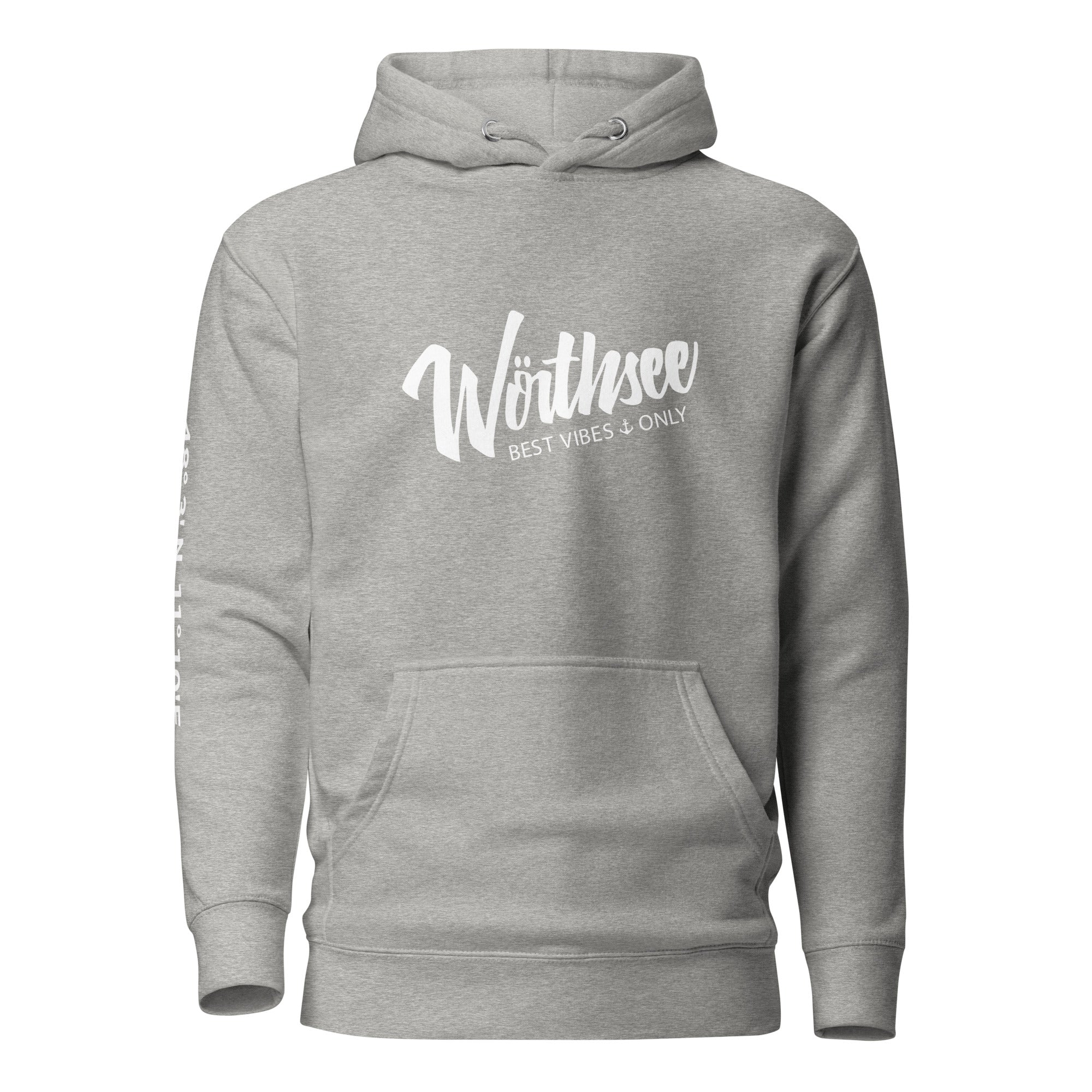 Wörthsee Hoodie Unisex – Best Vibes Only, inspiriert vom Lebensgefühl am Wörthsee im Fünfseenland in Bayern.