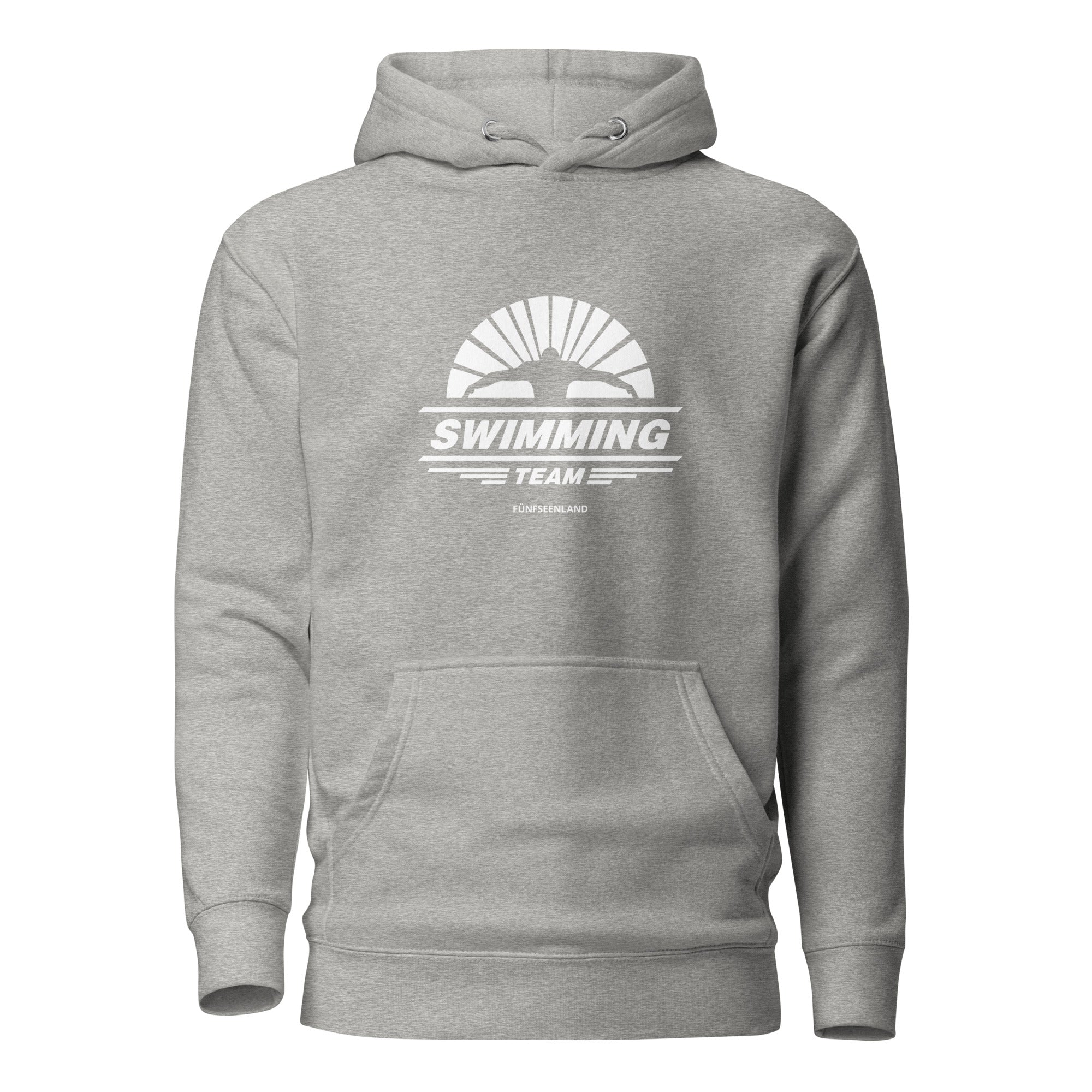 Schwimmen Hoodie Unisex – Schwimmsport Kapuzenpullover, inspiriert vom Schwimmen im Ammersee, Starnberger See, Wörthsee