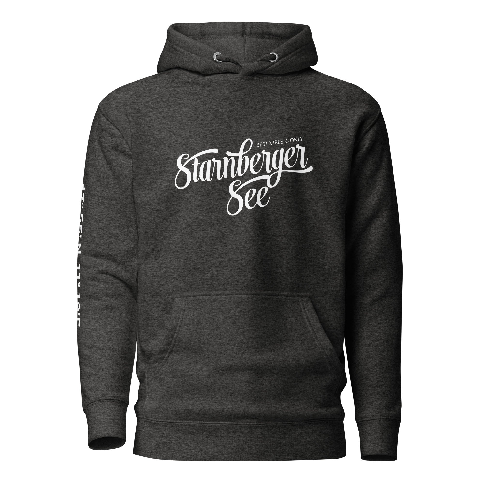 Starnberger See Hoodie Unisex Unisex Dunkelgrau – nachhaltige Streetwear inspiriert vom Starnberger See & Feldafing