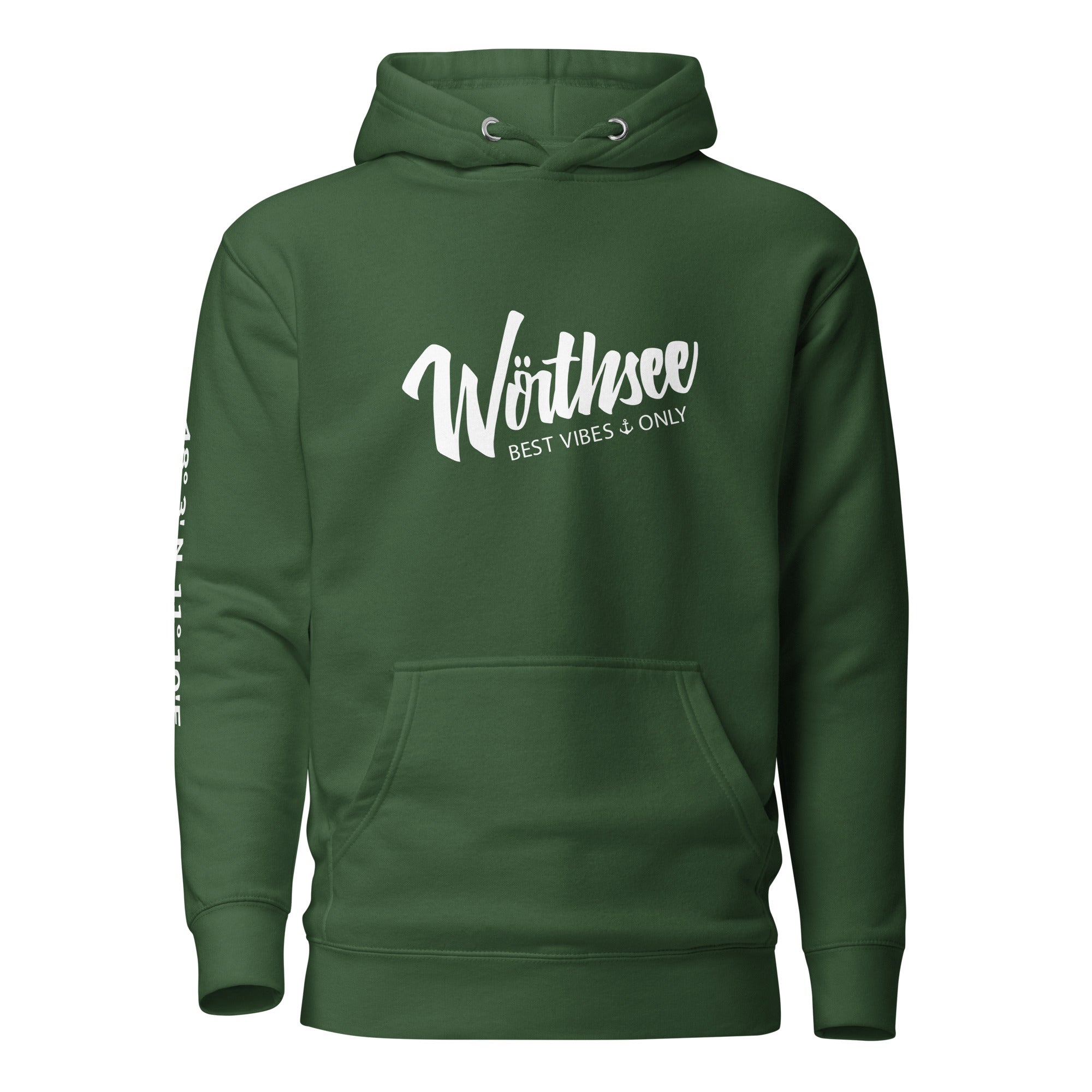 Wörthsee Hoodie Unisex – Best Vibes Only, inspiriert vom Lebensgefühl am Wörthsee im Fünfseenland in Bayern.