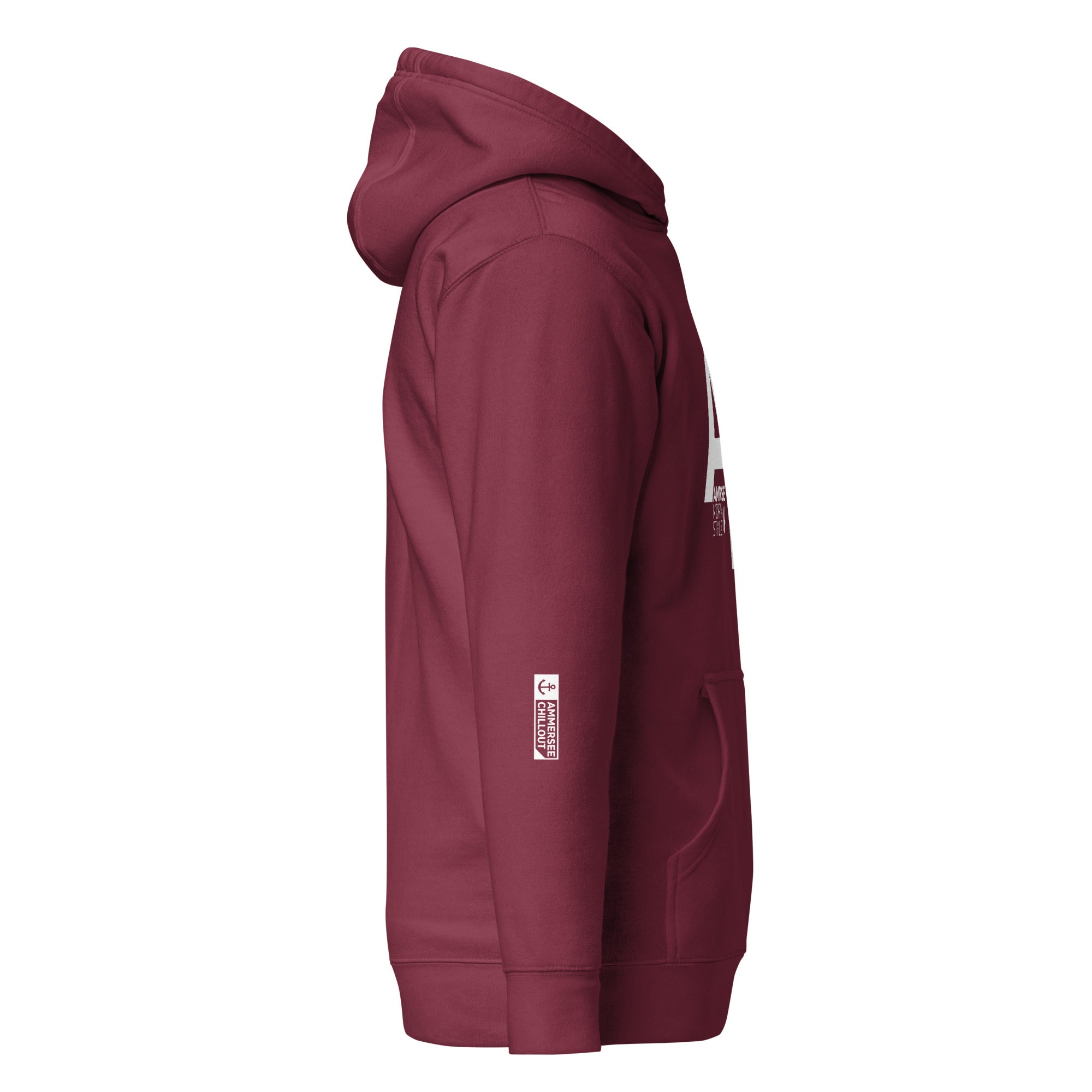 Modern Styles Hoodie Unisex Big A Bordeaux – Streetwear inspiriert von Feldafing & Possenhofen am Starnberger See bei München