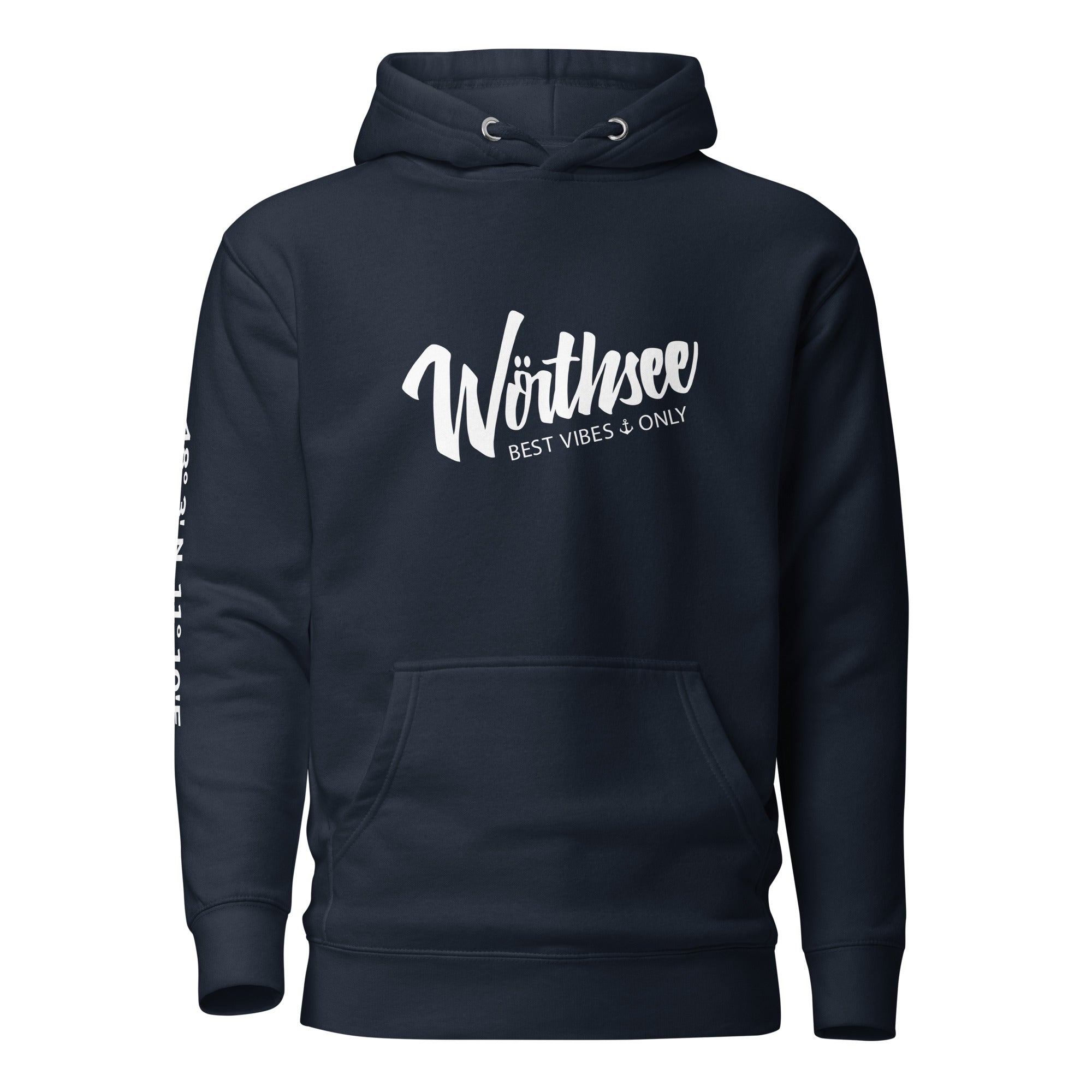 Wörthsee Hoodie Unisex – Best Vibes Only, inspiriert vom Lebensgefühl am Wörthsee im Fünfseenland in Bayern.