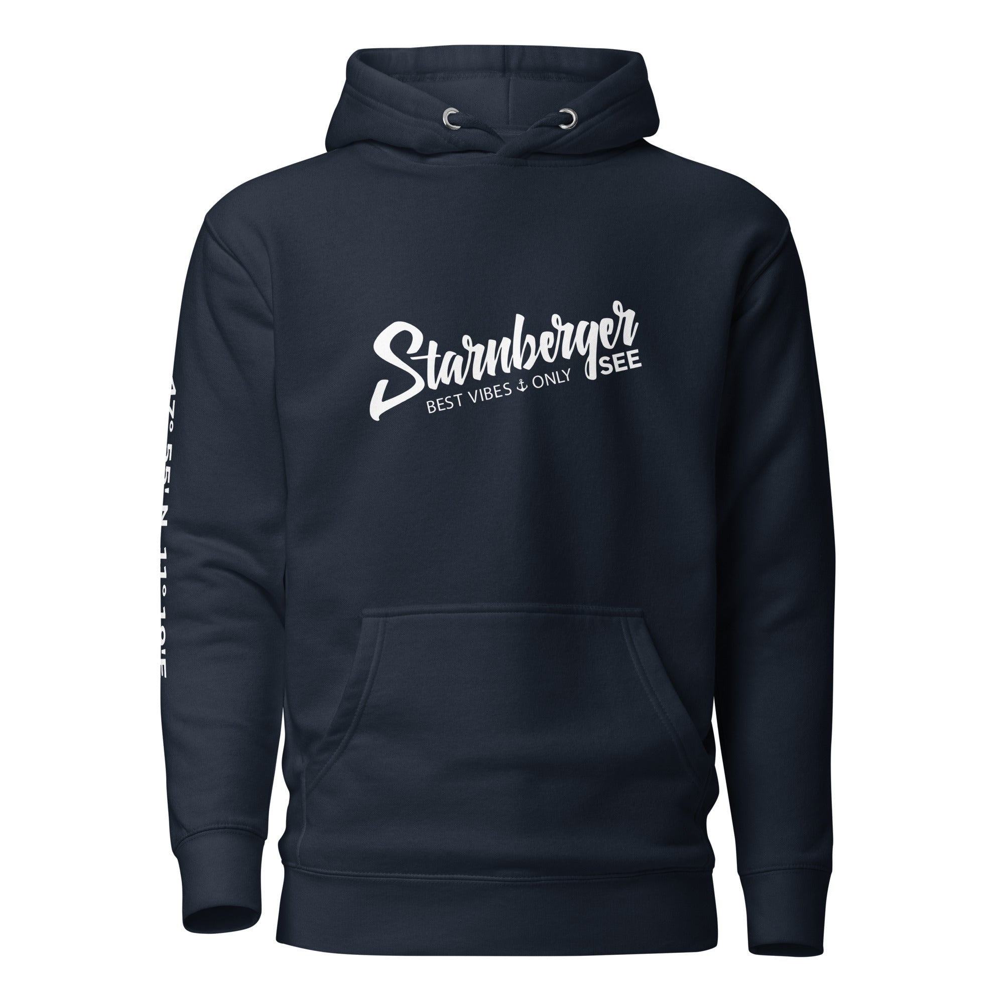Starnberger See Unisex Hoodie Navy – nachhaltiger See Hoodie inspiriert von Ambach & Ammerland bei Starnberg