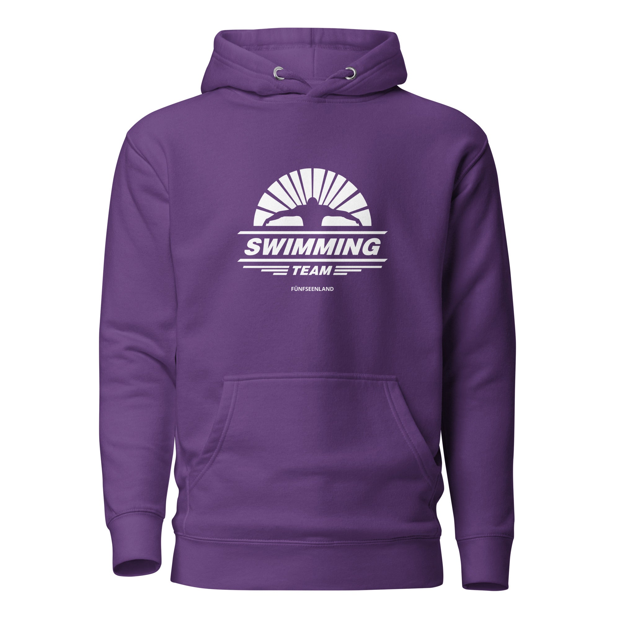 Schwimmen Hoodie Unisex – Schwimmsport Kapuzenpullover, inspiriert vom Schwimmen im Ammersee, Starnberger See, Wörthsee