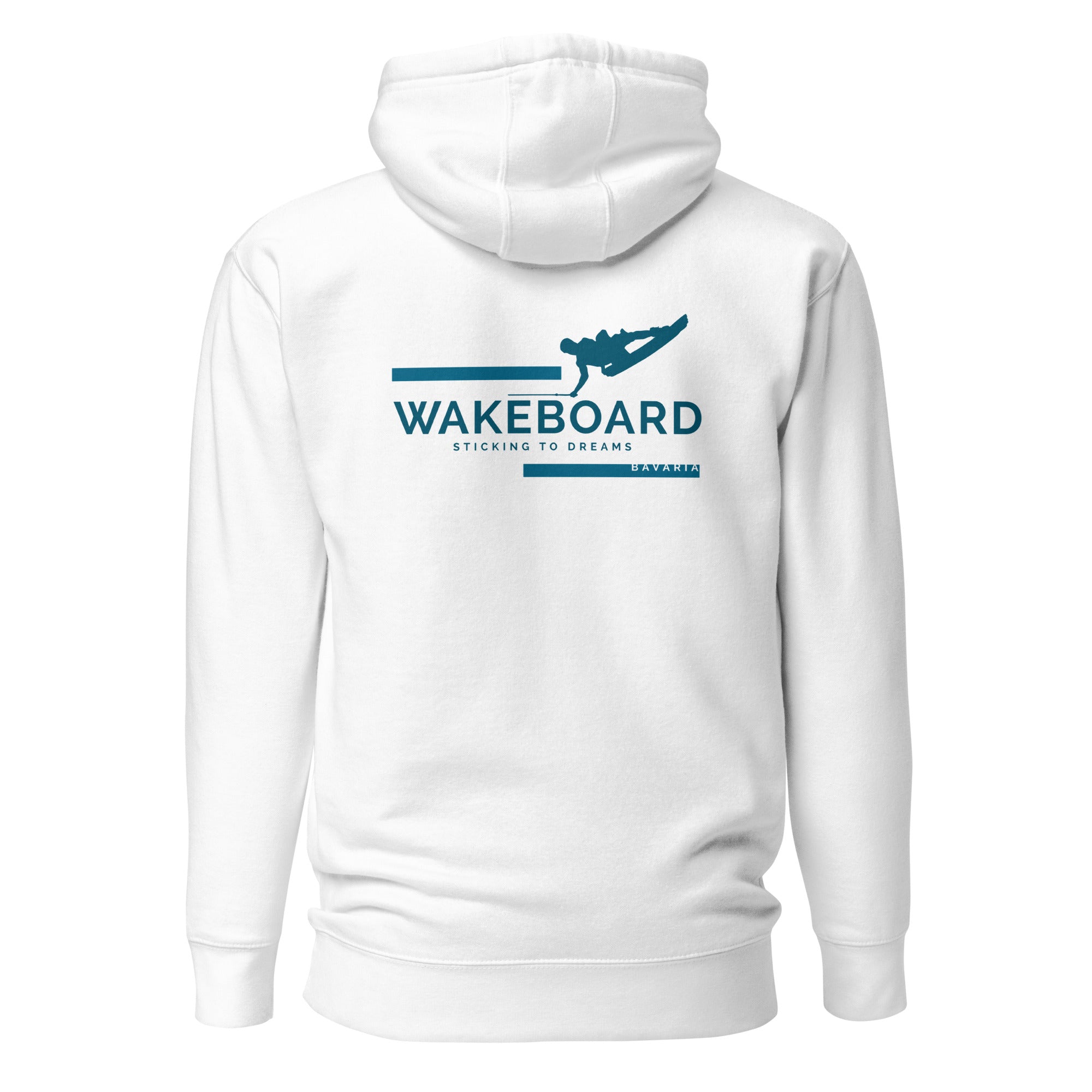 Wakeboarden Hoodie Unisex – Sticking to Dreams Wakeboarding inspiriert vom Ammersee, Starnberger See, Wörthsee, Pilsensee