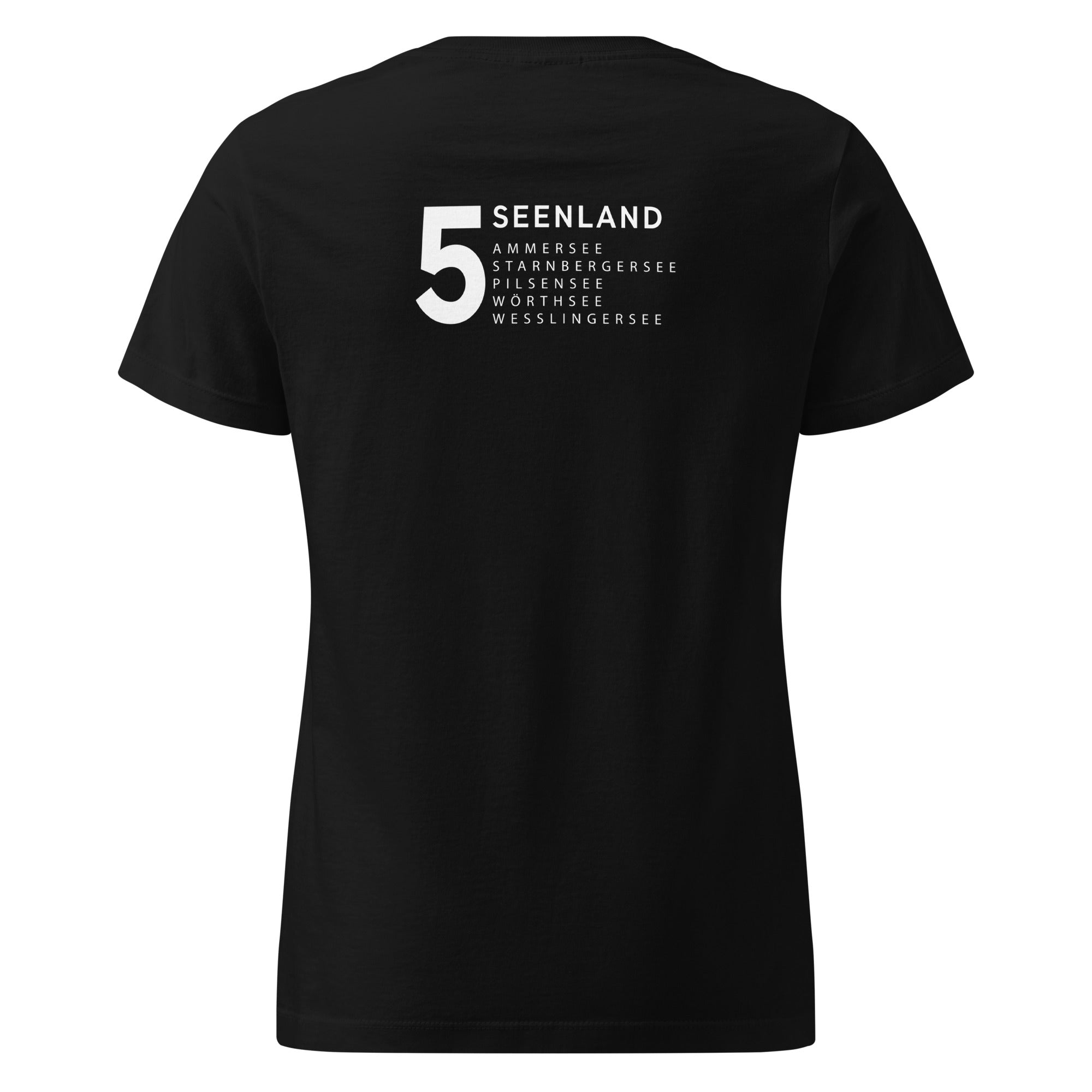 Fünfseenland T-Shirt Damen – 5 Seenland inspiriert vom den Seen Ammersee, Starnberger See, Wörthsee, Pilsensee, Weßlinger See