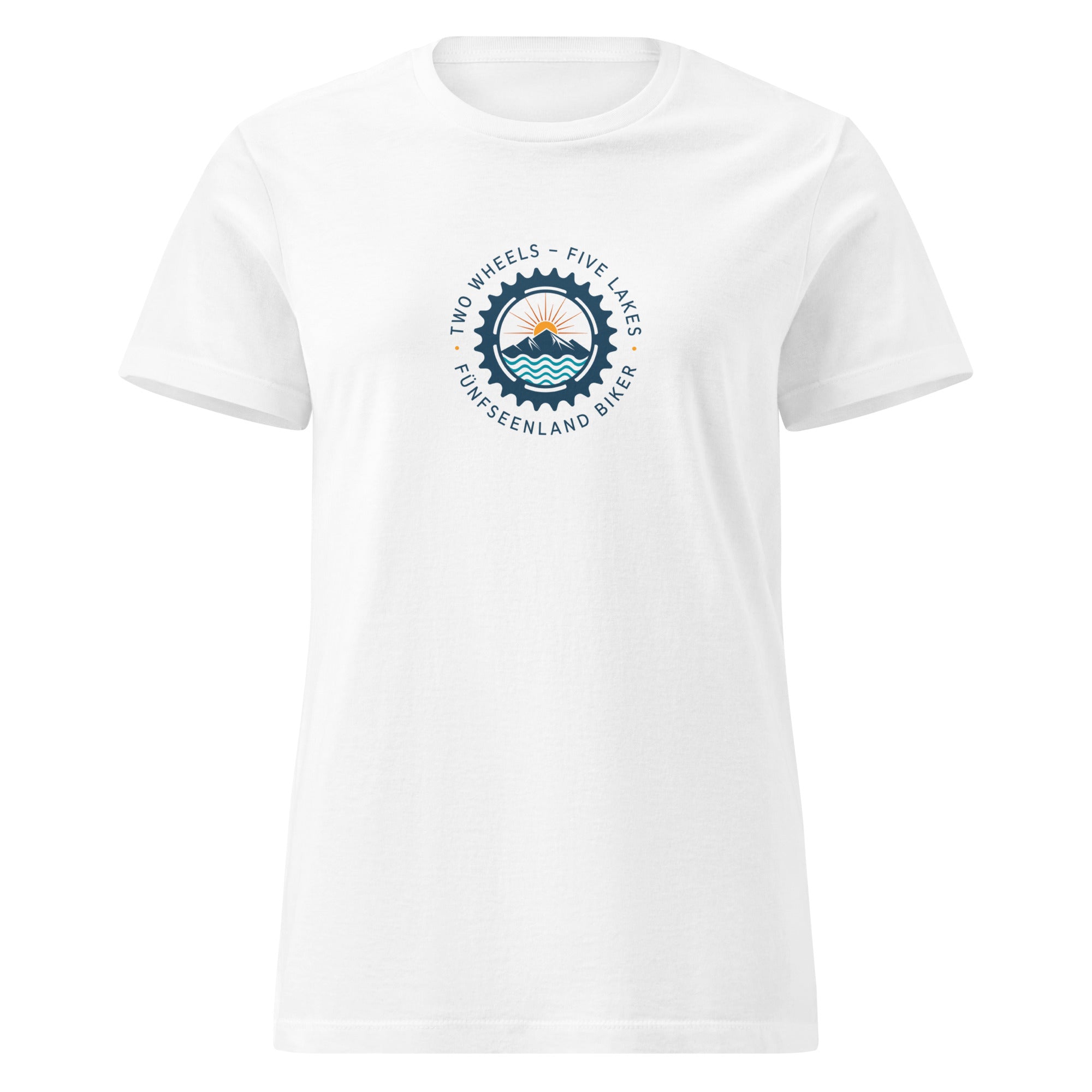 Mountainbike T-Shirt Damen Weiß – Frontansicht, inspiriert vom Fünfseenland & Ammersee Bike Lifestyle