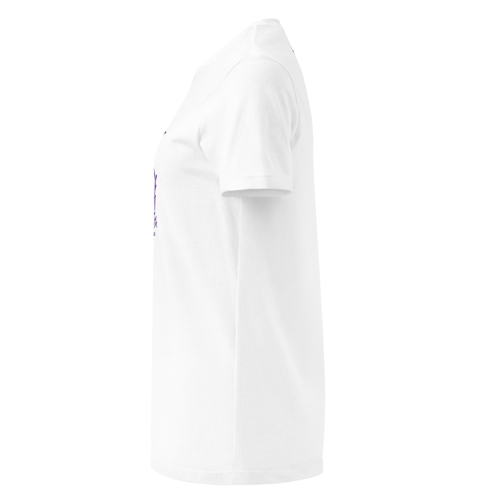 Air Time T-Shirt Damen, Seitenansicht links – weiß, nachhaltige Mode inspiriert von Wasser & Sonne im Fünfseenland