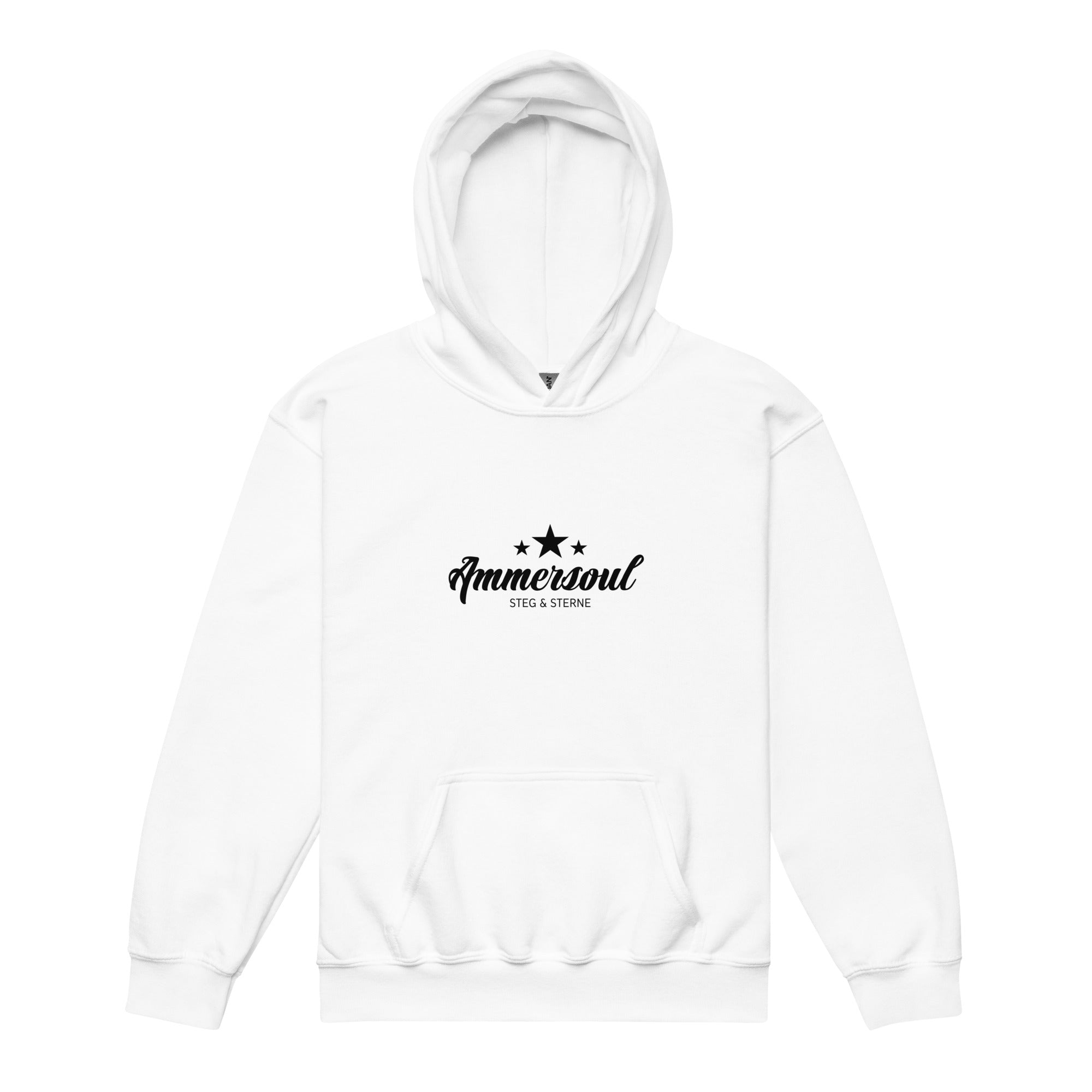 Ammersoul Teens Hoodie Weiß Vorderseite – Streetwear inspiriert vom Weßlinger See bei Starnberg & Umgebung